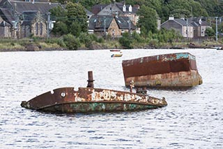 Sunken Coaster in Bowling Harbour, Scotland